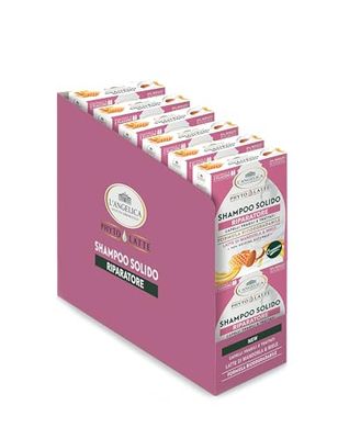 L'Angelica, Shampoo Solido Phytolatte Riparatore, Shampoo Naturale con Latte di Mandorla ed Estratto di Miele, Shampoo Anticaduta Donna e Uomo per Rendere i Capelli Forti, 12 Confezioni da 60g