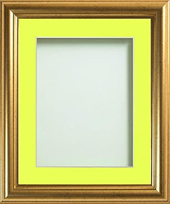 Frame Company Eldridge Gold Photo Frame with Lemon Bon Bon Mount, 10x8 for 7x5 inch, fitted with perspex