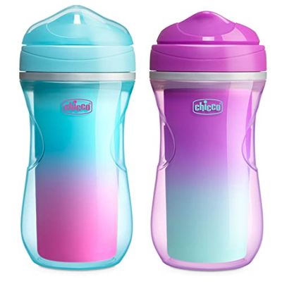 Chicco Copo ativo, copo anti-derrame de 266 ml, copo de aprendizagem para bebés + 14 meses para aprender a beber, com resistente a mordidas e garrafa térmica, sem BPA, rosa sortida aleatória