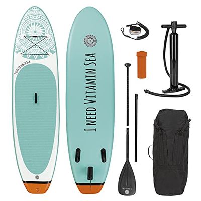 EASYmaxx Stand-up paddle-board 'I need Vitamin Sea' | SUP incl. draagtas, reparatiekit en luchtpomp, met praktische draaggreep | premium kwaliteit