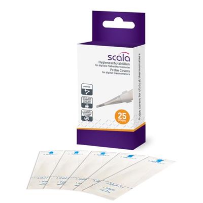 scala 25 pièces Couvercles de sonde d’hygiène pour thermomètres numériques sans lubrifiant (hygiène jetable) Couvercle d’embout de mesure pour thermomètres pour mesure orale, rectale, aisselle