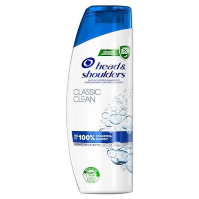 Head & Shoulders Classic Clean, shampoo anti-forfora, fino al 100% di protezione per capelli e cuoio capelluto, confermato clinicamente, dermatologicamente testato, 300 ml