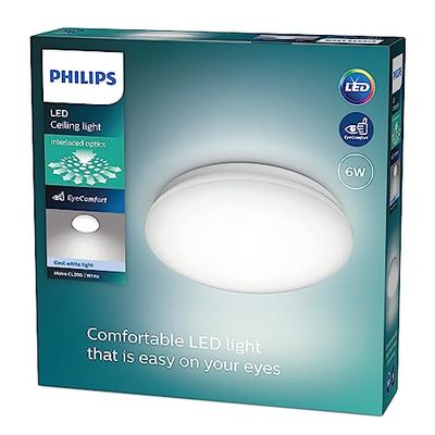 Philips Moire, plafonnier LED rond, 6W, Blanc froid 4000K, Blanc