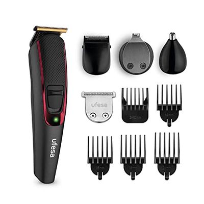 Ufesa GK6950 Multi Groomer Hair Clipper and Beard Trimmer, Accessories for Nose and Ears, Adjustable Comb + 4 Fixed Combs, 13 Cutting Lengths, Cordless, 120 Min Battery Life