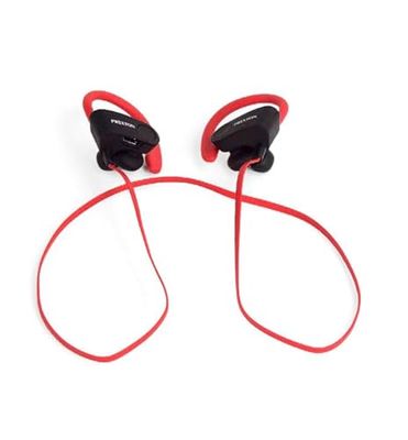 PRIXTON AB100 Draadloze sport-hoofdtelefoon met Bluetooth, ergonomisch design, rood