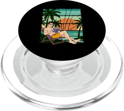 Palma, playa, océano, frío y sol PopSockets PopGrip para MagSafe