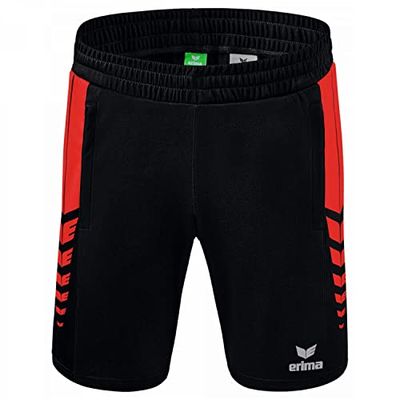 Erima Uomo Pantaloncini Worker Six Wings, Nero/Rosso, XXL