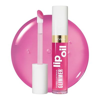 Revlon Super Lustrous Glimmer Lip Oil, Aceite labial hidratante, Tinte de labios, con Aceite de escualano vegetal, 004 Gone Rose