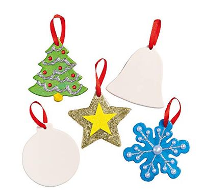 Baker Ross EF925 Festive Ceramic Decorations-Pack of 5, Christmas Crafts for Kids to Deco, Assorted, One Size