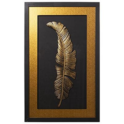 CUADRO MADERA NEGRO/DORADO HOJA 50X80X4,2CM, MADERAL: ABETO