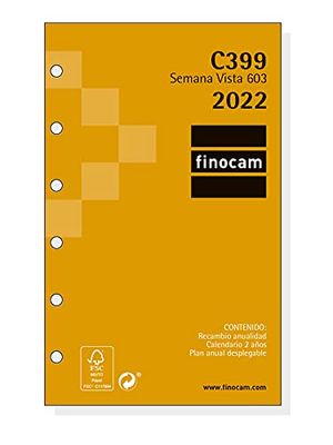 Finocam - Jaarnavulling 2022 weekoverzicht landschap januari 2022 tot december 2022 (12 maanden) 603 - 79 x 127 mm Classic Spaans