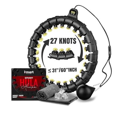 Smart Hula Hoop, Hula Hoop regolabile per esercizi di fitness ponderati, 27 nodi staccabili (oro nero)