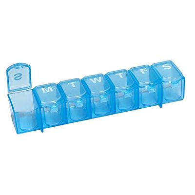 Ezy Dose Weekly (7-Day) Pill Organizer, Vitamin and Medicine Box, Large Push N' Pop Compartments, Clear Lids