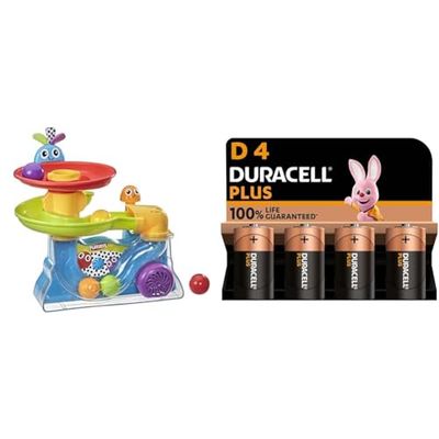 Playskool Juguete Musical Explore 'N' Grow Busy Ball Popper; Brinda a bebés y niños pequeños la Oportunidad de Practicar Sus Habilidades motoras, Exclusivo de Amazon, Multicolor + Duracell Plus Pilas