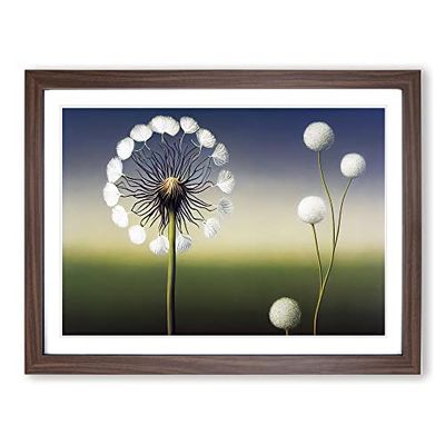 Stunning Dandelion Flowers H1022 Framed Print for Living Room Bedroom Home Office Décor, Wall Art Picture Ready to Hang, Walnut A4 Frame (34 x 25 cm)