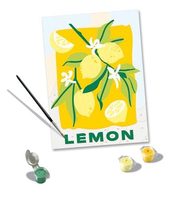 Ravensburger - CreArt Trend D: Lemon Poster, Dipingere con i Numeri, Kit Pittura Adulti, Regali Festa della Mamma Originali, 14+ Anni, 24x18 cm