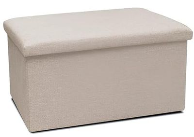 FORNOR 42009 Ottoman en Polyester CRÈME 76 x 38 x 3
