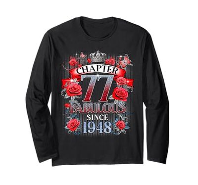 Womens Chapter 77 Fabulous Since 1948 77th Birthday Design Maglia a Manica
