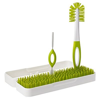 Tomy Boon Trip Travel Drying Rack and Brushes, Compact Drying Rack com Bottle Brush e Breast Pump Brushes, verde