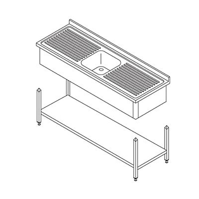 Maxima Table d'évier - 120 x 60 cm - 1 lavabo - avec bord à éclaboussures et sous-évier