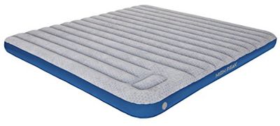 High Peak Unisex Cross Beam King extra lang luchtbed, met geïntegreerde voetpomp en antislipfunctie, ademend, robuust, bovenkant zacht, voor binnen en buiten, lichtgrijs/blauw, XXL