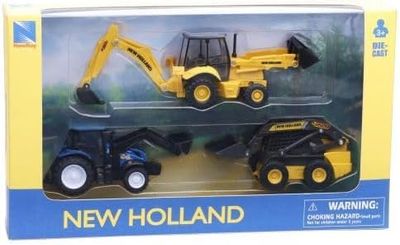 NEWRAY – Estuche Miniature New Holland – Tractor T8, Mini Cargadora L230 y Tractopala B110C – Colección, Juegos y Juguetes – Die Cast – para niños de 8 años y más