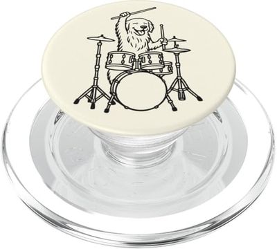 Funny Dog Drummer Tambores Amante de la música Mamá Papá PopSockets PopGrip para MagSafe