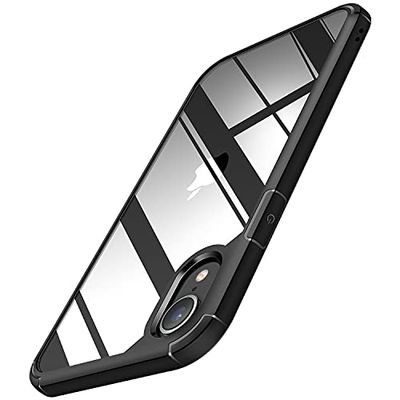 TENDLIN Compatibel met iPhone XR hoesje kristalheldere harde achterkant zachte bumper beschermhoes (zwart)