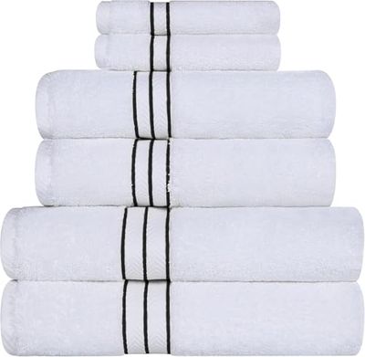 Simpli-Magic 79509 Set di 8 asciugamani di alta qualità, 2 asciugamani da bagno, mani, 4 asciugamani, 100% cotone filato ad anello, altamente assorbenti per bagno, palestra, hotel e spa, (2) 68,6 x
