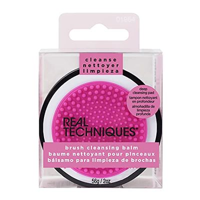 Real Techniques Brush Cleansing Balm and Cleaning Mat, Mess-Free Brush Cleaner to Remove Makeup Residue, Easy Swirl & Rinse, Use with Cleansing Gel for Deep Clean, 1 Count