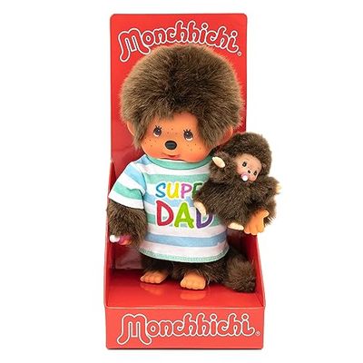 Sekiguchi- Monchhichi 220960-Monchhichi Originale, Bambino, Super papà, Alto Circa 20 cm in Peluche Marrone, 0, 220960