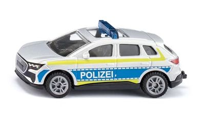 siku 1552, Audi Q4 e-tron Véhicule d'intervention de la Police, Métal/plastique, Bleu/argent, Voiture jouet pour Enfants, Pneus caoutchoutés, Crochet de remorquage