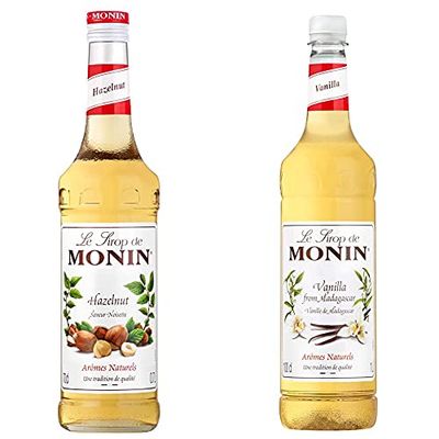 MONIN Premium Hazelnut Syrup 700 ml & Premium Vanilla Syrup 1 L