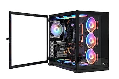 Talius Caja Gaming PC Zeus/Cronos Black. Ventana Cristal Templado Frontal y Puerta Lateral. Estructura Modular Doble Cámara. USB 3.0