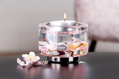 Pack of 4 Dreamlight, Tealight Candle Holder, Elora, Cherry Blossom, Glass, Pink, PU 4, H. 9 cm, D. 11 cm