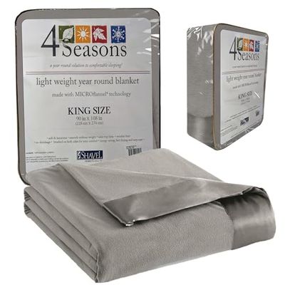 Thermee Micro Flannel Kingsize deken, lichtgewicht knuffeldeken voor het hele seizoen, sierdekens voor thuis en woonkamer, zachte deken voor bank, machinewas en drogen, geen pilling, comfortabele
