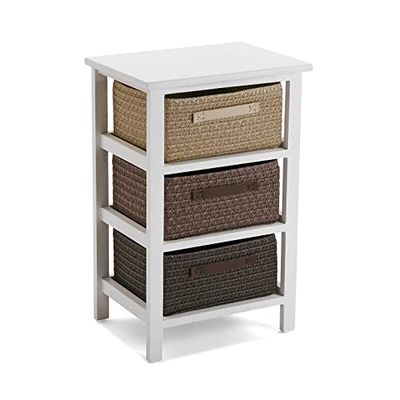 Versa Gavle Armário de casa de banho auxiliar, cómoda com 3 gavetas para organizar, armazenamento moderno e divertido, medidas (L x L x An) 57 x 28 x 37 cm, madeira e poliéster, cor castanha
