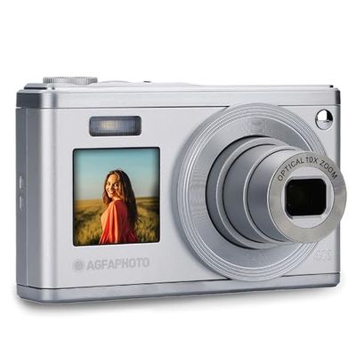 AGFA PHOTO Realishot DC9200 - Fotocamera Digitale Compatta, 24 MP, Video 4K, Zoom Ottico 10x, Schermo Doppio 2,8" + 1,54", Sensore CMOS, Stabilizzazione Immagine, Batteria al Litio - Argento