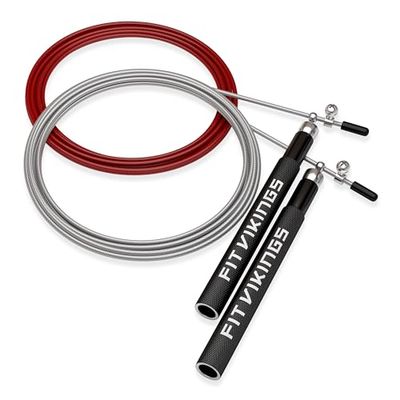 Cuerdas de saltar para fitness con 2 cables de cuerda de saltar, cuerda de saltar de velocidad para hombres y mujeres, cuerda de saltar ajustable, cuerda de velocidad para crossfit, boxeo, ejercicio
