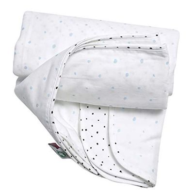 Couverture bébé GOTS en Coton Bio 2 Plis 130 x 130 cm - Couverture Enfant Bleu et Noir