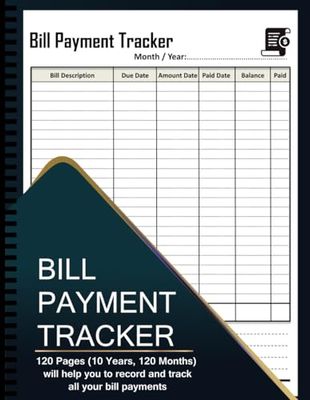 Bill Payment Tracker: Notebook Bill Planner – Home Finance & Monthly Bill Payment Organizer, Logbook – large print 8.5" x 11" 120 Pages, 10 Years bill organizer, blue cover