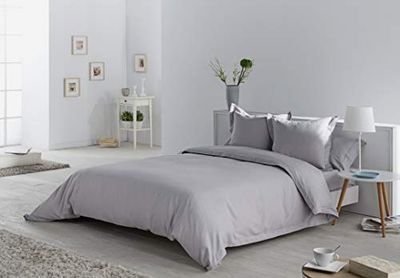 Juego de FUNDA NORDICA + 2 fundas de cojín dibujo en espiga color perla - Cama de 180 (6 piezas) - Tejido jacquard - 50% algodón / 50% poliéster. Gramage: 115