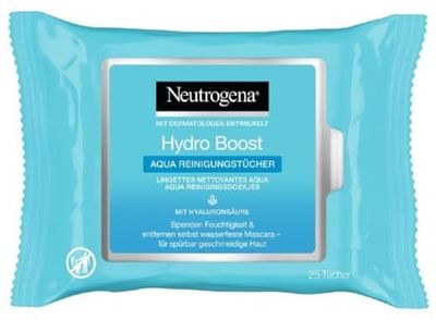 Neutrogena Hydro Boost Aqua Cleansing Wipes/With Neutrogena Cleansing Technology, Hyaluronic Acid and Moisturiser / 25 ml (Pack of 6)