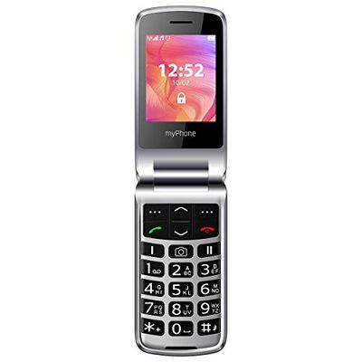 MP myPhone Rumba 2 Noir 2,4" Téléphone Portable à clapet, Grandes Touches, Caméra, Bouton d'appel d'urgence, Station de Charge, Écran Frontal, MP3, Lampe de Poche, Bluetooth, Batterie 800 mAh