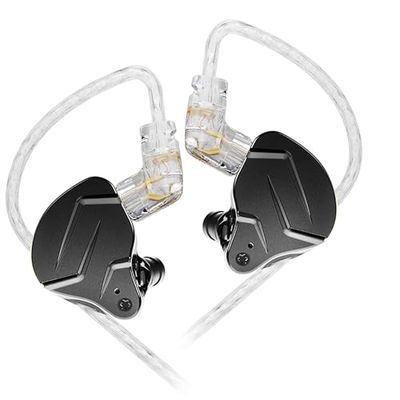 Yinyoo KZ ZSN Prox - Auriculares in-Ear Monitor Armadura equilibrada, tecnología híbrida 1DD 1BA, cómodos con cancelación de Ruido de oído para teléfono Celular Android MP3/4 (sin Mic,Negro)