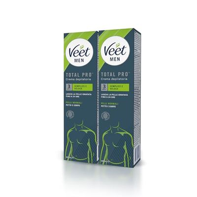 Veet Men, Crema Depilatoria Uomo, Pelli Normali, 200 ml, L'imballagio può variare (Confezione da 2)