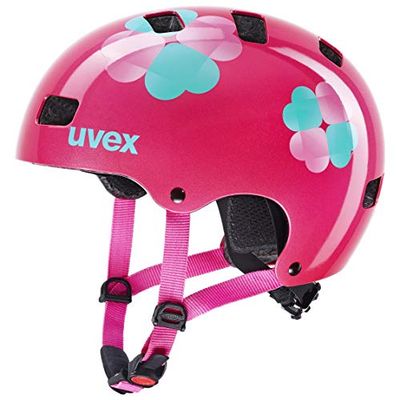 uvex kid 3 - stevige fietshelm voor kinderen - individueel verstelbare pasvorm - wasbare binnenvulling - pink flower - 55-58 cm