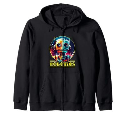 Robot Shirt Funny Robot Costume Technology Shirt AI Robotics Zip Hoodie