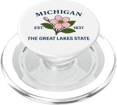Souvenir del orgullo del lema estatal de los Grandes Lagos de Michigan Flower PopSockets PopGrip para MagSafe