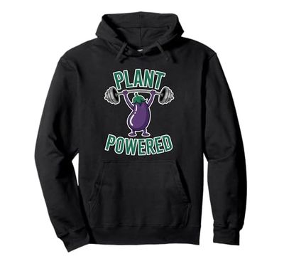 Plant Powered Vegetarian Veganism Eggplant Vegan Bodybuilder Pullover Hoodie